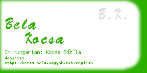 bela kocsa business card